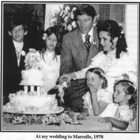 Marcelle Tagand Lear at her wedding with Adam West.